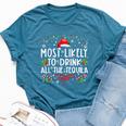 Most Likely To Drink All The Tequila Christmas Bella Canvas T-shirt Heather Deep Teal