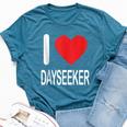 I Love Dayseekers Merch White Text Man Woman Heart Bella Canvas T-shirt Heather Deep Teal