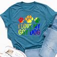 I Love My Gay Dog Rainbow Flag Supportive Ally Inclusive Bella Canvas T-shirt Heather Deep Teal