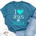 I Love Jesus And Soccer Christian Futbal Goalie Bella Canvas T-shirt Heather Deep Teal