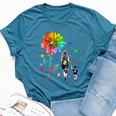 Love Needs No Words Autism Awareness Puzzle Sunflower Mom Bella Canvas T-shirt Heather Deep Teal