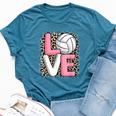 Love Volleyball Leopard Print Girls Volleyball Lover Bella Canvas T-shirt Heather Deep Teal