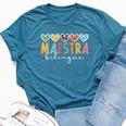 Maestra Bilingue Hearts Maestra De Español Spanish Teacher Bella Canvas T-shirt Heather Deep Teal