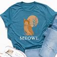 Meowl Cat Owl With Tree And Full Moon Bella Canvas T-shirt Heather Deep Teal