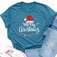 Merry Christmas Lights Red Santa Hat Xmas Family Women Bella Canvas T-shirt Heather Deep Teal