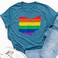 Ohio Map Gay Pride Rainbow Flag Lgbt Support Bella Canvas T-shirt Heather Deep Teal