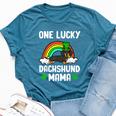 One Lucky Dachshund Mama Dog St Patrick's Day Bella Canvas T-shirt Heather Deep Teal