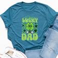 One Lucky Dad Groovy Retro Dad St Patrick's Day Bella Canvas T-shirt Heather Deep Teal