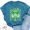 One Lucky Dad Groovy Smile Face St Patrick's Day Irish Dad Bella Canvas T-shirt Heather Deep Teal