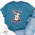 Pink Vintage Holy Cow I'm Cute Moo Cow Mama Leopard Floral Bella Canvas T-shirt Heather Deep Teal