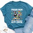 Proud Mom Of The Toughest Boy Son Autism Awareness Women Bella Canvas T-shirt Heather Deep Teal