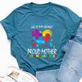 Pround Autism Mom Heart Mother Puzzle Piece Autism Awareness Bella Canvas T-shirt Heather Deep Teal