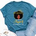 A Queen Was Born In April Birthday Afro Woman Black Queen Bella Canvas T-shirt Heather Deep Teal