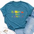 Rainbow Colorful Graffiti Style San Francisco City Skyline Bella Canvas T-shirt Heather Deep Teal