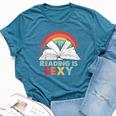 Reading Is Sexy Vintage Flower Book Retro Reader Book Lover Bella Canvas T-shirt Heather Deep Teal