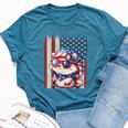 Retro American Flag Hedgehog Dad Mom 4Th Of July Bella Canvas T-shirt Heather Deep Teal