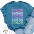 Retro First Name Taylor Girl Boy Surname Repeated Pattern Bella Canvas T-shirt Heather Deep Teal