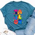 Retro First Name Taylor Girl Personalized Boy Groovy 80'S Bella Canvas T-shirt Heather Deep Teal