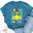 Retro Groovy Autism Awareness Hippie Smile Face Boy Girl Kid Bella Canvas T-shirt Heather Deep Teal