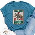 Retro Groovy Jingle Horse Rodeo Christmas Western Cowboy Bella Canvas T-shirt Heather Deep Teal