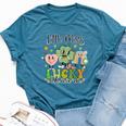 Retro Groovy Little Miss Lucky Charm St Patrick's Day Bella Canvas T-shirt Heather Deep Teal