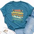 Retro Groovy Save Bees Rescue Animals Recycle Earth Day 2024 Bella Canvas T-shirt Heather Deep Teal