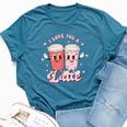 Retro Groovy Valentines I Love You A Latte Coffee Lover Bella Canvas T-shirt Heather Deep Teal