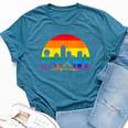 Retro Lgbt Rainbow Dallas Skyline Lesbian Gay Pride Bella Canvas T-shirt Heather Deep Teal