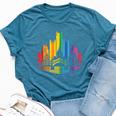 Retro Pittsburgh Skyline Rainbow Lgbt Lesbian Gay Pride Bella Canvas T-shirt Heather Deep Teal