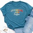 Retro Vintage Coffee Lover Sunshine And Coffee Bella Canvas T-shirt Heather Deep Teal