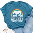 Save The Chubby Unicorns Rainbow Rhino Rhinoceros Bella Canvas T-shirt Heather Deep Teal