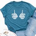 Skeleton Bones Hands Middle Finger Rude Sarcastic Bella Canvas T-shirt Heather Deep Teal