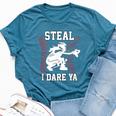 Softball Catcher Steal I Dare Ya Girl Player Bella Canvas T-shirt Heather Deep Teal