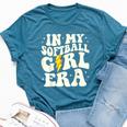 In My Softball Girl Era Retro Groovy Softball Girl Bella Canvas T-shirt Heather Deep Teal