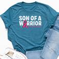 Son Of A Warrior Breast Cancer Awareness Pink Ribbon Mom Bella Canvas T-shirt Heather Deep Teal