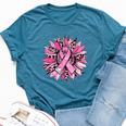 Sunflower Pink Breast Cancer Awareness Girls Warrior Bella Canvas T-shirt Heather Deep Teal