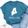 Teacher Red For Ed Maine Public Education Bella Canvas T-shirt Heather Deep Teal
