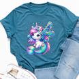 Unicorn Mermaid 4Th Birthday 4 Year Old Party Girls Outfit Bella Canvas T-shirt Heather Deep Teal