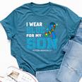 I Wear Blue For My Son Autism Awareness Month Mom Dad Bella Canvas T-shirt Heather Deep Teal