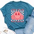 I Wear Red For Instead Autism-Acceptance Groovy Smile Face Bella Canvas T-shirt Heather Deep Teal