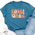 Welsh Corgi Pembroke Groovy World's Best Corgi Mom Bella Canvas T-shirt Heather Deep Teal