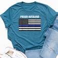 My Wife Is A Police Officer Proud Husband Blue Line Bella Canvas T-shirt Heather Deep Teal