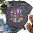 10Th Birthday Rainbow Sleepover Squad Pajamas Slumber Girls Bella Canvas T-shirt Heather Dark Grey