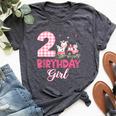 2Nd Birthday Outfit Girl Two Year Old Farm Cow Pig Tractor Bella Canvas T-shirt Heather Dark Grey