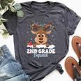 2Nd Grade Teacher Christmas Second Grade Squad Reindeer Xmas Bella Canvas T-shirt Heather Dark Grey