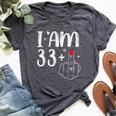 I Am 33 Plus 1 Middle Finger For A 34Th Birthday For Women Bella Canvas T-shirt Heather Dark Grey
