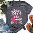 50 Year Old Made In 1974 Floral Flower 50Th Birthday Womens Bella Canvas T-shirt Heather Dark Grey