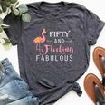 50Th Birthday Flamingo Fifty Flocking Fabulous Bella Canvas T-shirt Heather Dark Grey
