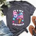 5Th Birthday Girl 5 Years Ice Cream Number 5 Bella Canvas T-shirt Heather Dark Grey