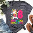 8 Years Old Unicorn Dabbing 8Th Birthday Girl Unicorn Party Bella Canvas T-shirt Heather Dark Grey